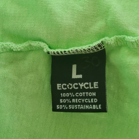 Ecocycle Long Sleeve Tee Shirt Size L Neon Green New - Picture 3 of 11